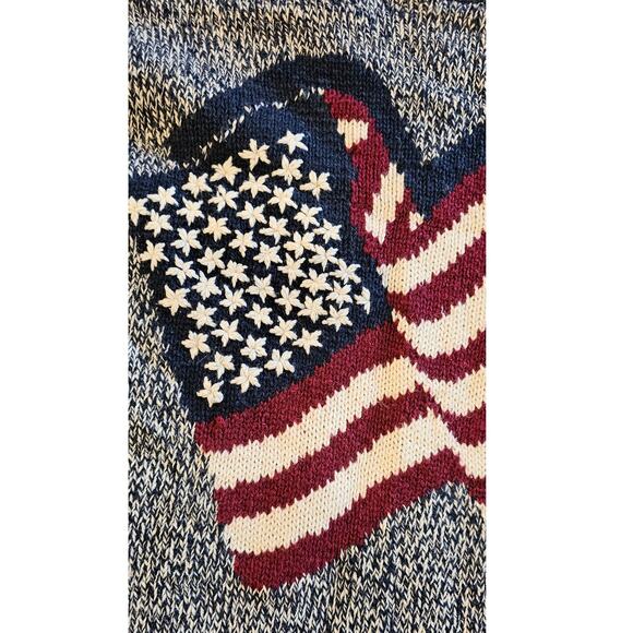 Vintage Crazy Horse American USA Flag Pullover Women Sweater Large Patriotic - Picture 3 of 4